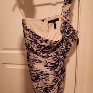 BCBG One Shoulder Purple Patterned Dress